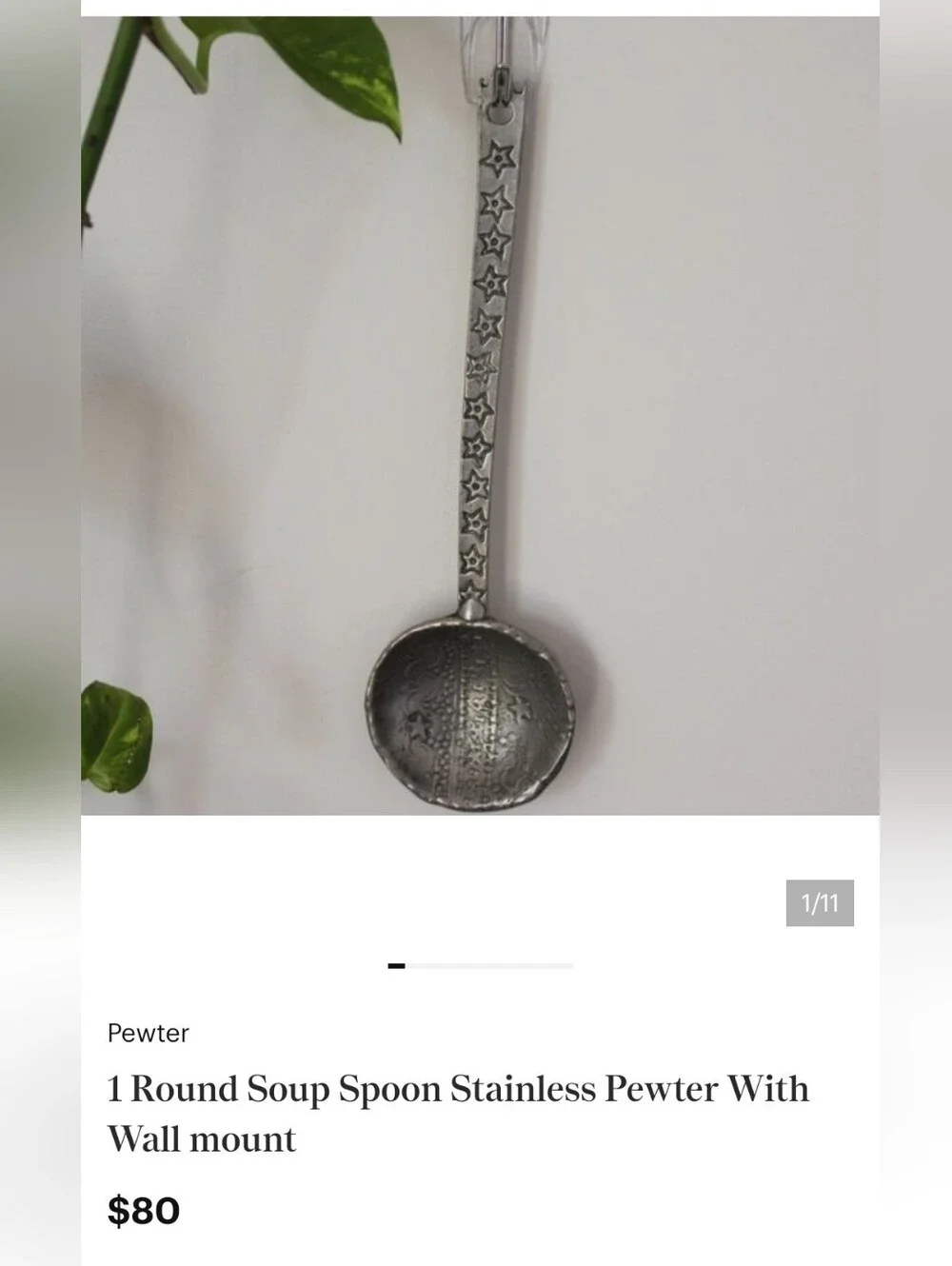 Tin Woodsman Stamped Star-Detail Metal Spoon in Antique Silver Tone
